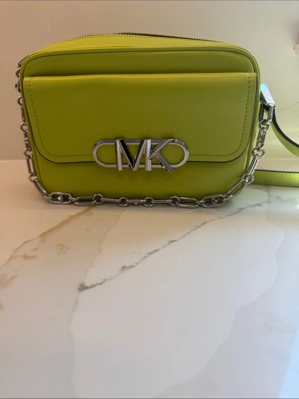 NWT Michael Kors Lime Green MK Logo Crossbody Bag